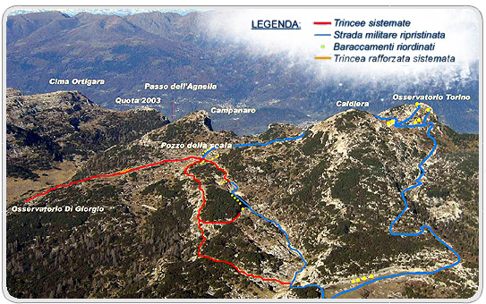 l'immagine rappresenta una veduta panoramica del complesso montuoso dell'Ortigara